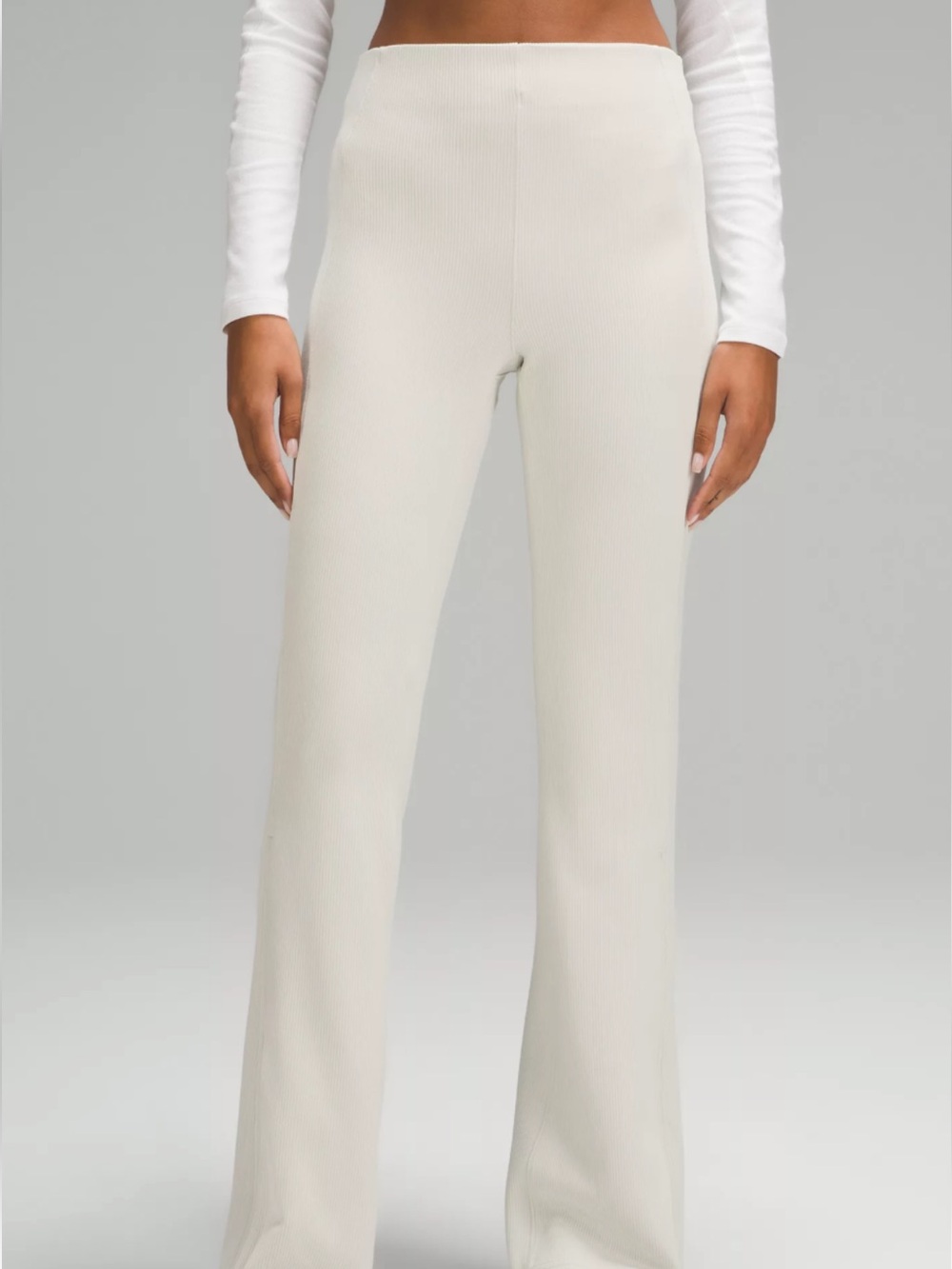 lululemon softstreme Ribbed Cream Flare Pants